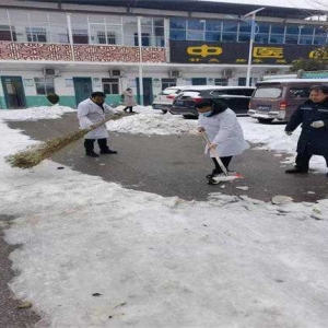 唐河县龙潭镇卫生院瑞雪纷飞不停清雪除冰保畅通