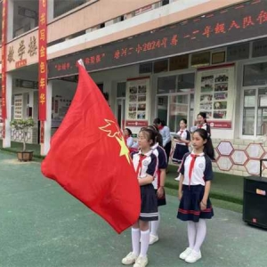 唐河县第二小学隆重举行一、二年级少先队员入队仪式